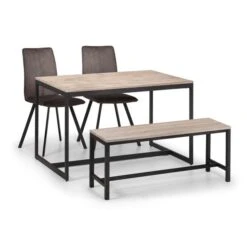 Tribeca 4 Seater Rectangular Dining Table With 2 Chairs And Bench, Black -Julian Bowen 1000157371 alt06