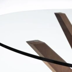 Chelsea 4 Seater Round Dining Table, Brown Wood, Glass -Julian Bowen 1000157378 alt02