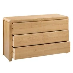 Curve Wide 6 Drawer Chest, Oak -Julian Bowen 1000169305 alt02