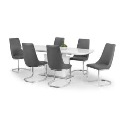 Como Set Of 2 Dining Chairs, Grey Faux Leather -Julian Bowen 1000169816 alt03