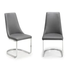 Como Set Of 2 Dining Chairs, Grey Faux Leather -Julian Bowen 1000169816 alt04