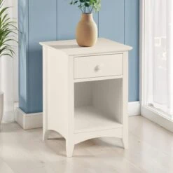 Cameo 1 Drawer Bedside Table, Stone