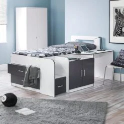 Cookie Cabin Bed, White & Grey