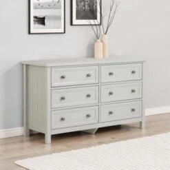 Maine Wide 6 Drawer Chest, Grey