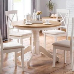 Davenport 4 Seater Round Pedestal Dining Table -Julian Bowen 30621483