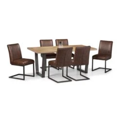 Brooklyn 6 Seater Rectangular Dining Table With 6 Chairs, Solid Oak