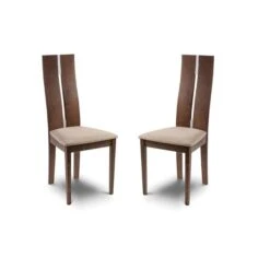 Cayman Set Of 2 Dining Chairs, Walnut Faux Leather