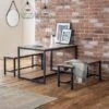 Tribeca 4 Seater Rectangular Dining Table With 2 Benches, Black