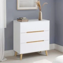 Alicia 3 Drawer Chest, White & Oak