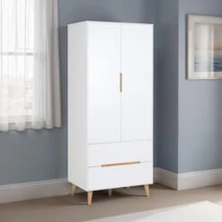 Alicia Double Wardrobe, White & Oak
