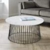 Broadway Round Coffee Table, White Faux Marble -Julian Bowen 30705718