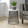 Broadway Round Lamp Table, White Marble Effect -Julian Bowen 30705719