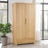 Curve Double 1 Drawer Wardrobe, Oak -Julian Bowen 30705736