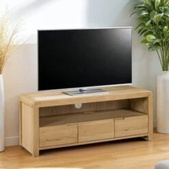 Curve TV Unit, Oak For TVs Up To 50"