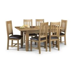 Astoria 4-6 Seater Rectangular Extendable Dining Table With 6 Chairs, Solid Oak