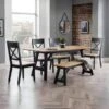 Hockley 6 Seater Rectangular Dining Table With 4 Chairs And Bench, Black -Julian Bowen 30705906