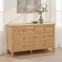 Cotswold Wide 6 Drawer Chest, Oak
