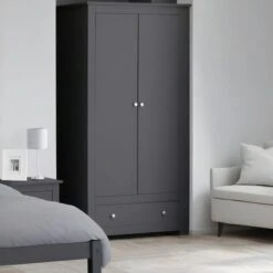 Radley Double Wardrobe, Dark Grey & Pine