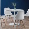 Blanco 4 Seater Round Pedestal Dining Table, White