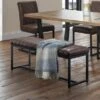 Brooklyn 2 Seater Dining Bench, Brown Faux Leather, 120cm -Julian Bowen 30794155
