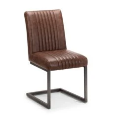 Brooklyn Set Of 2 Dining Chairs, Brown Faux Leather -Julian Bowen 30794161 alt02