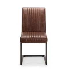 Brooklyn Set Of 2 Dining Chairs, Brown Faux Leather -Julian Bowen 30794161 alt03