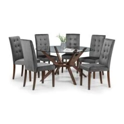 Chelsea 6 Seater Round Glass Top Dining Table -Julian Bowen 30794183 alt02