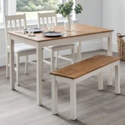 Coxmoor 4 Seater Rectangular Dining Table, Off White Solid Oak
