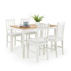 Coxmoor Set Of 2 Dining Chairs, Ivory Faux Linen -Julian Bowen 30794209 alt05