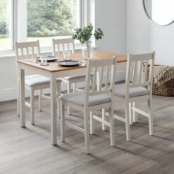 Coxmoor Set Of 2 Dining Chairs, Ivory Faux Linen -Julian Bowen 30794209 alt06