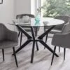 Hayden 4 Seater Round Dining Table, Clear Glass -Julian Bowen 30794260