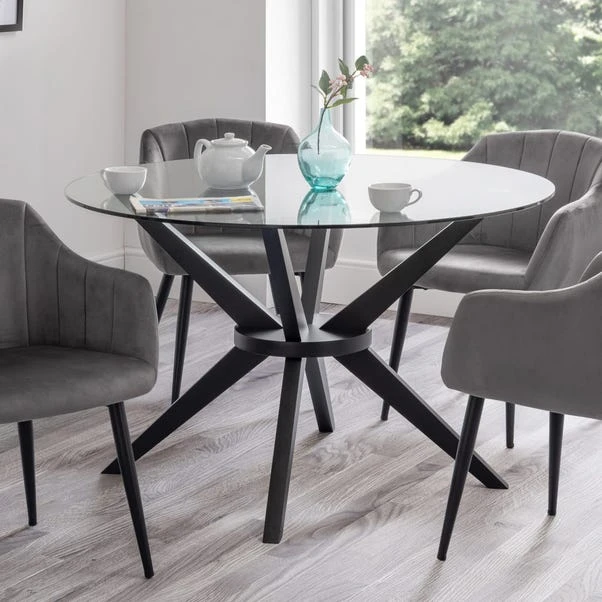 Hayden 4 Seater Round Dining Table, Clear Glass 3 Hayden 4 Seater Round Dining Table, Clear Glass