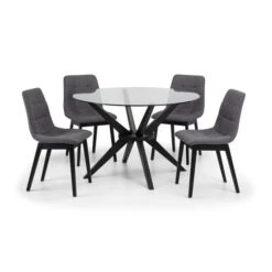 Hayden 4 Seater Round Dining Table, Clear Glass 13 Hayden 4 Seater Round Dining Table, Clear Glass -Julian Bowen 30794260 alt05