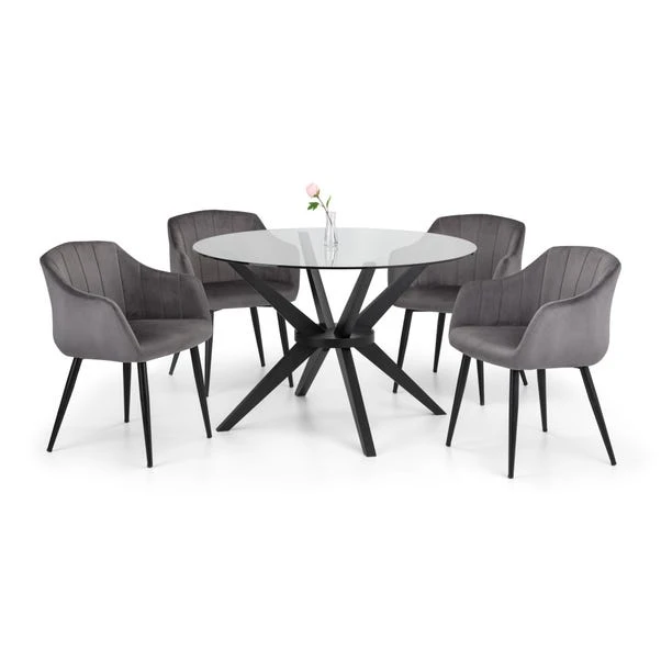 Hayden 4 Seater Round Glass Top Dining Table With 4 Hobart Chairs 4 Hayden 4 Seater Round Glass Top Dining Table With 4 Hobart Chairs - Image 2