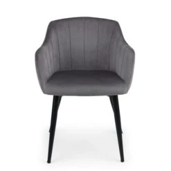 Hobart Set Of 2 Scalloped Dining Chairs, Grey Velvet -Julian Bowen 30794265 alt03