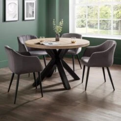 Hobart Set Of 2 Scalloped Dining Chairs, Grey Velvet -Julian Bowen 30794265 alt06