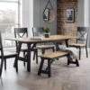 Hockley 6 Seater Rectangular Dining Table, Natural & Black -Julian Bowen 30794266