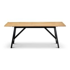 Hockley 6 Seater Rectangular Dining Table, Natural & Black -Julian Bowen 30794266 alt02