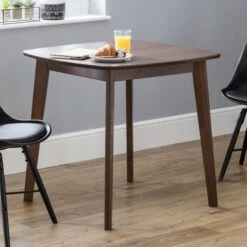 Lennox 4 Seater Square Dining Table , Brown Beech Wood