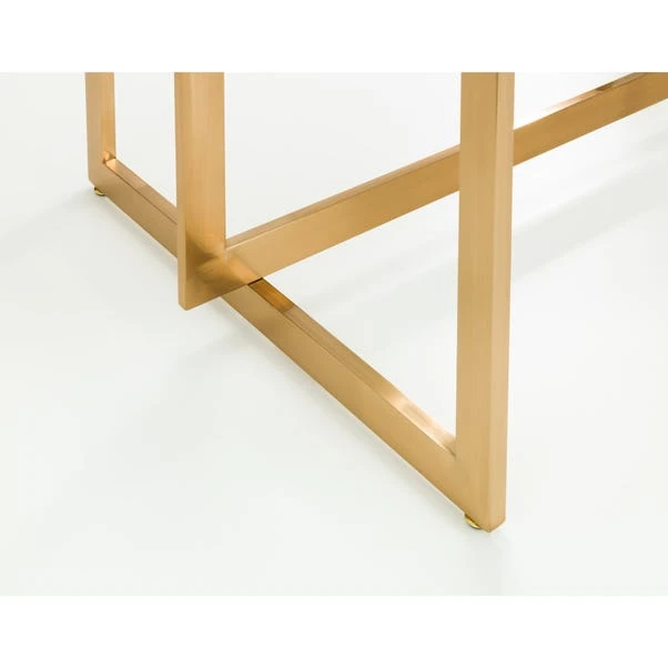 Minori 6 Seater Rectangular Glass Top Dining Table, Gold 6 Minori 6 Seater Rectangular Glass Top Dining Table, Gold - Image 4