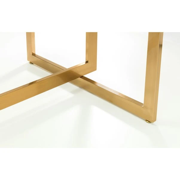 Minori 6 Seater Rectangular Glass Top Dining Table, Gold 7 Minori 6 Seater Rectangular Glass Top Dining Table, Gold - Image 5