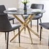 Montero 4 Seater Round Dining Table, Gold Top 2 Montero 4 Seater Round Dining Table, Gold Top -Julian Bowen 30794320