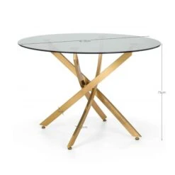 Montero 4 Seater Round Dining Table, Gold Top -Julian Bowen 30794320 alt05