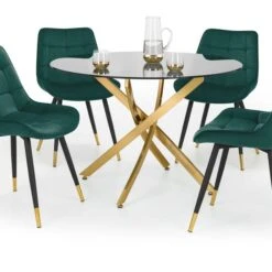 Montero 4 Seater Round Glass Top Dining Table With 4 Hadid Chairs -Julian Bowen 30794321 alt01
