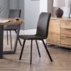 Monroe Set Of 2 Dining Chairs, Charcoal Faux Linen -Julian Bowen 30794326