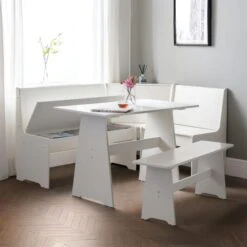 Newport 4 Seater Rectangular Corner Dining Table With 2 Benches -Julian Bowen 30794327 alt01