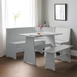 Newport 4 Seater Rectangular Corner Dining Table With 2 Benches -Julian Bowen 30794328