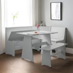 Newport 4 Seater Rectangular Corner Dining Table With 2 Benches -Julian Bowen 30794328 alt01