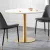 Palermo 4 Seater Round Pedestal Dining Table, White -Julian Bowen 30794330