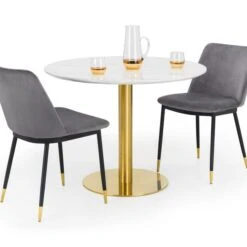 Palermo 4 Seater Round Pedestal Dining Table, White -Julian Bowen 30794330 alt02